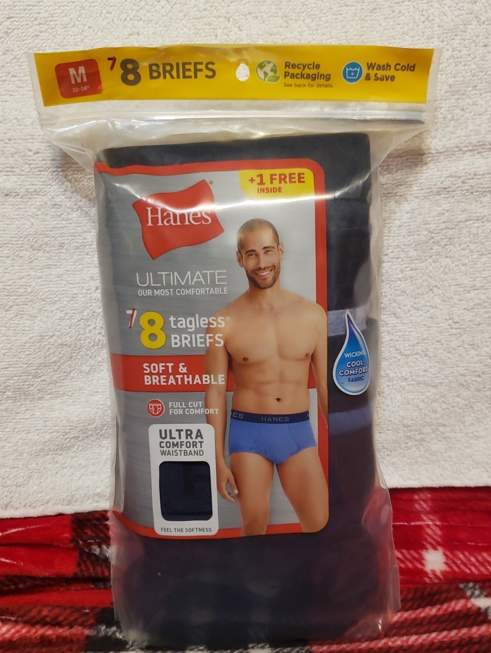 Hanes Ultimate Men's Tagless Briefs - Navy & Blue (8 Pack) Size Medium 32-34"